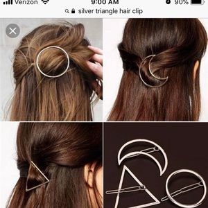 Brand New silver hair clips in 3 different shapes